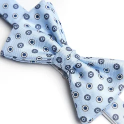 PAPILLON ANNODATO IN SETA AZZURRO Microfantasia geometrica