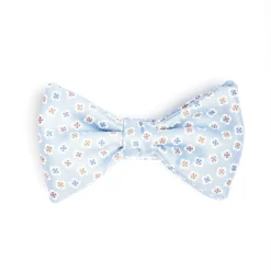 PAPILLON ANNODATO IN SETA AZZURRA Microfantasia fiore
