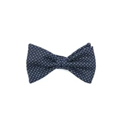 PAPILLON ANNODATO IN SETA BLU SCURO Microfantasia fiore