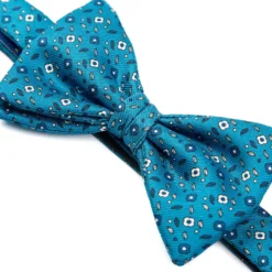 PAPILLON ANNODATO IN SETA BLU MEDIO Microfantasia fiore