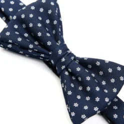 PAPILLON ANNODATO IN SETA BLU SCURO Microfantasia fiore
