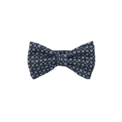 PAPILLON ANNODATO IN SETA BLU SCURO Microfantasia fiore