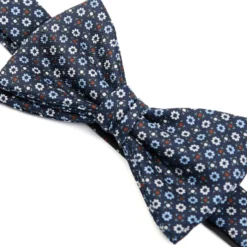 PAPILLON ANNODATO IN SETA BLU SCURO Microfantasia fiore