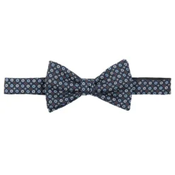 PAPILLON ANNODATO IN SETA BLU SCURO Microfantasia fiore