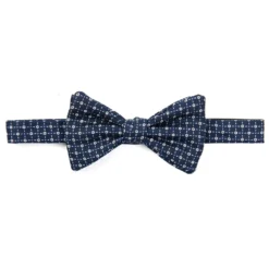 PAPILLON ANNODATO IN SETA BLU SCURO Microfantasia fiore
