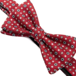 PAPILLON ANNODATO IN SETA BORDEAUX Microfantasia geoemtrica