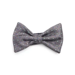 PAPILLON ANNODATO IN SETA GRIGIO SCURO Microfantasia fiore