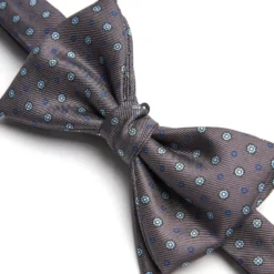 PAPILLON ANNODATO IN SETA GRIGIO SCURO Microfantasia fiore