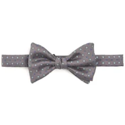 PAPILLON ANNODATO IN SETA GRIGIO SCURO Microfantasia fiore