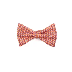 PAPILLON ANNODATO IN SETA ROSSO Microfantasia geometrica