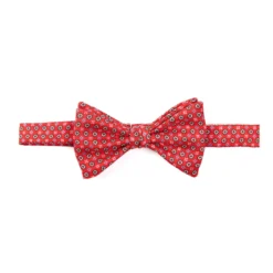 PAPILLON ANNODATO IN SETA ROSSO Microfantasia fiore