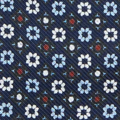 PAPILLON DA ANNODARE IN SETA BLU SCURO Microfantasia fiore