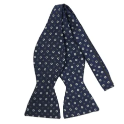 PAPILLON DA ANNODARE IN SETA BLU SCURO Microfantasia fiore