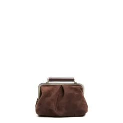 PARTY CLUTCH TESTA MORO In camoscio e pelle