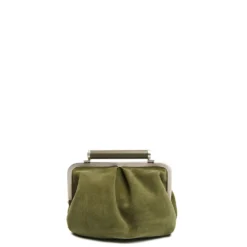 PARTY CLUTCH VERDE OLIVA In camoscio e pelle