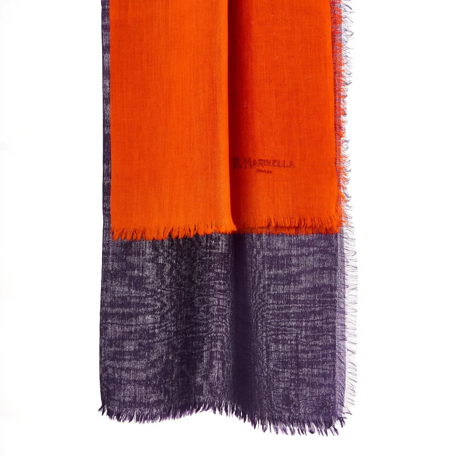 PASHMINA ARANCIONE E VIOLA EFFETTO SFUMATO In cashmere