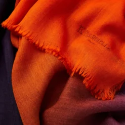 PASHMINA ARANCIONE E VIOLA EFFETTO SFUMATO In cashmere