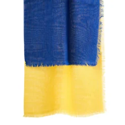 PASHMINA BLU E GIALLA EFFETTO SFUMATO In cashmere