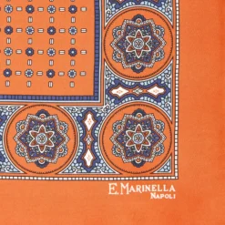 POCHETTE DA TASCHINO IN SETA STAMPATA A MANO ARANCIONE Microfantasia fiore