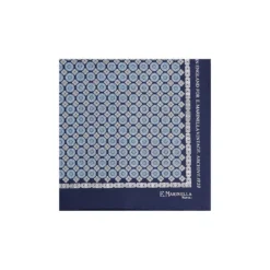 POCHETTE DA TASCHINO IN SETA STAMPATA A MANO BLU Fantasia archivio 1959