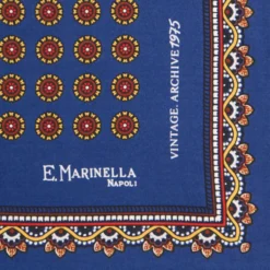 POCHETTE DA TASCHINO IN SETA STAMPATA A MANO BLU Fantasia archivio 1975