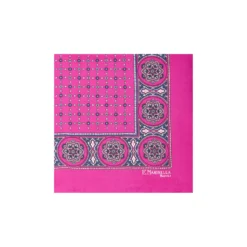 POCHETTE DA TASCHINO IN SETA STAMPATA A MANO FUCSIA Microfantasia fiore