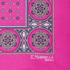 POCHETTE DA TASCHINO IN SETA STAMPATA A MANO FUCSIA Microfantasia fiore