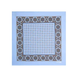 POCHETTE DA TASCHINO IN SETA STAMPATA A MANO AZZURRA Microfantasia fiore