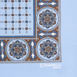POCHETTE DA TASCHINO IN SETA STAMPATA A MANO AZZURRA Microfantasia fiore