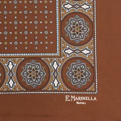 POCHETTE DA TASCHINO IN SETA STAMPATA A MANO MARRONEMicrofantasia fiore