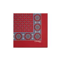 POCHETTE DA TASCHINO IN SETA STAMPATA A MANO BORDEAUX Microfantasia fiore