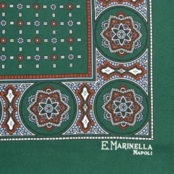 POCHETTE DA TASCHINO IN SETA STAMPATA A MANO VERDE SCURO Microfantasia fiore