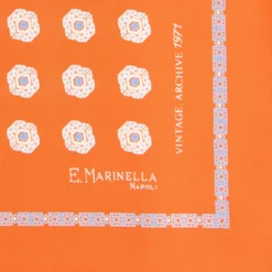 POCHETTE DA TASCHINO IN SETA STAMPATA A MANO ARANCIONE Fantasia archivio 1971