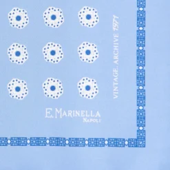 POCHETTE DA TASCHINO IN SETA STAMPATA A MANO AZZURRA Fantasia archivio 1971