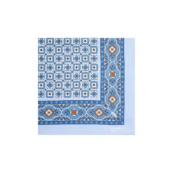 POCHETTE DA TASCHINO IN SETA STAMPATA A MANO AZZURRA Macrofantasia fiore