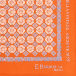 POCHETTE DA TASCHINO IN SETA STAMPATA A MANO ARANCIONE Fantasia archivio 1959