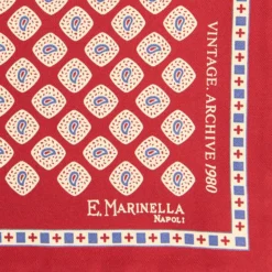 POCHETTE DA TASCHINO IN SETA STAMPATA A MANO BORDEAUX Fantasia archivio 1980