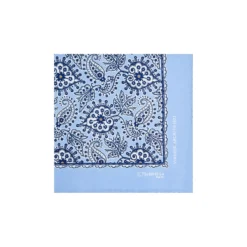 POCHETTE DA TASCHINO IN SETA STAMPATA A MANO AZZURRA Fantasia archivio 1975