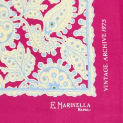 POCHETTE DA TASCHINO IN SETA STAMPATA A MANO FUCSIA Fantasia archivio 1975