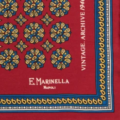 POCHETTE DA TASCHINO IN SETA STAMPATA A MANO BORDEAUX Fantasia archivio 1946