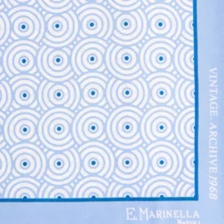 POCHETTE DA TASCHINO IN SETA STAMPATA A MANO AZZURRA Fantasia archivio 1968