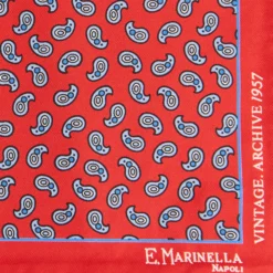 POCHETTE DA TASCHINO IN SETA STAMPATA A MANO ROSSO Fantasia archivio 1957