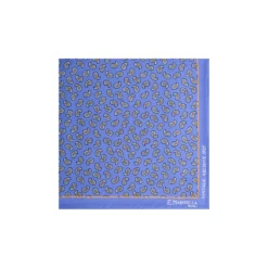 POCHETTE DA TASCHINO IN SETA STAMPATA A MANO AZZURRO POLVERE Fantasia archivio 1957