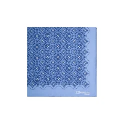POCHETTE DA TASCHINO IN SETA STAMPATA A MANO AZZURRA Macrofantasia fiore