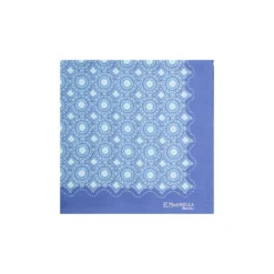 POCHETTE DA TASCHINO IN SETA STAMPATA A MANO AZZURRA Macrofantasia fiore