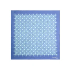 POCHETTE DA TASCHINO IN SETA STAMPATA A MANO AZZURRA Macrofantasia fiore