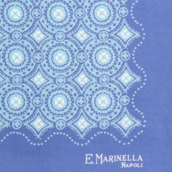 POCHETTE DA TASCHINO IN SETA STAMPATA A MANO AZZURRA Macrofantasia fiore