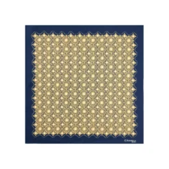 POCHETTE DA TASCHINO IN SETA STAMPATA A MANO BLU SCURO Macrofantasia fiore