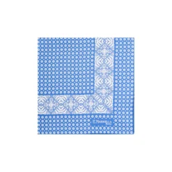 POCHETTE DA TASCHINO IN SETA STAMPATA A MANO BLU MEDIO Microfantasia fiore