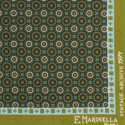 POCHETTE DA TASCHINO IN SETA STAMPATA A MANO VERDE OLIVA Fantasia archivio 1971